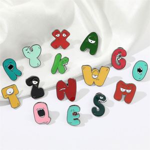 Badges de sécurité en métal personnalisés par le fabricant, 26 lettres anglaises mignonnes, en vrac, pas chers, écussons métalliques, épingles de revers - Product Image 6
