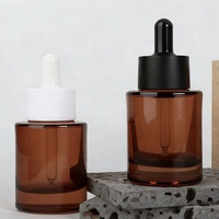 Bouteille compte-gouttes en verre ambré à fond épais de 50 ml, prête à être expédiée, avec pipette pour sérums