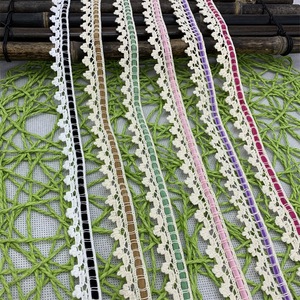 Garniture en dentelle de coton au crochet de haute qualité en gros avec ruban au milieu pour vêtement - Product Image 5
