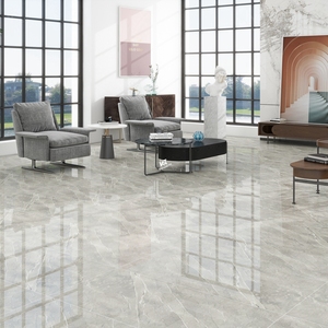 กระเบื้องปูพื้นลายหินอ่อนสีเทาขนาดใหญ่ 60x120 600 x 1200 มม. กระเบื้องพอร์ซเลนแบบมันเงาสำหรับห้องนั่งเล่นราคาประหยัด - Product Image 6