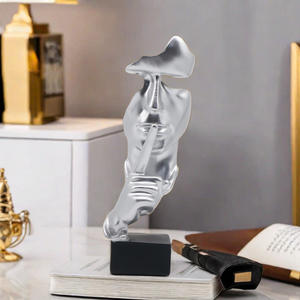 Silence Is Gold Abstract Artistic Epoxy Resin Ornaments <b>Face</b> Statues European-Style Home TV Cabinets Entrance Decoration Ideas - Product Image 2