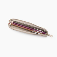 Étui à stylo en cuir simple de couleur unie en PU pour étudiants, papeterie de bureau, protection contre la perte
