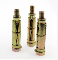 Boulons d'ancrage robustes en acier au carbone M6 M8 M10, plaqués zinc jaune, 3 pièces, 4 pièces, boulons d'ancrage fixe en trois parties