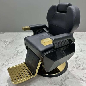 Chaise de barbier en cuir avec dossier inclinable et rotation à 360°, hauteur réglable, usage commercial - Product Image 1