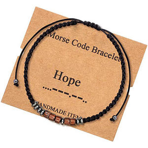Pulsera <span class=keywords><strong>de</strong></span> Código Morse <span class=keywords><strong>de</strong></span> Nuevo Estilo, Superventas <span class=keywords><strong>de</strong></span> Pulseras Tejidas, Pulsera <span class=keywords><strong>de</strong></span> Pareja Alfanumérica con Código Morse para Unisex - Product Image 4