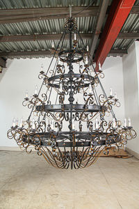 Retro Amerika besi hitam seni lampu gantung besar untuk Villa Lobby rangkap rumah Hotel gereja seni galeri pencahayaan langit-langit tinggi - Product Image 3