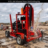 Foreuse de puits d'eau à couple élevé 5500 Nm WTL-260 montée sur remorque, machine de forage diesel de 260 m pour l'agriculture