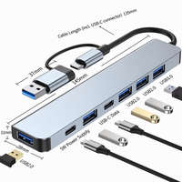 8'i 1 arada Çift Arabirimli USB C Hub Çoklu Port Adaptörü, 3.5mm Ses Girişi, TF Kart Okuyucu, USB 3.0, PD Bağlantı Noktası, PC Dizüstü Bilgisayarlar için