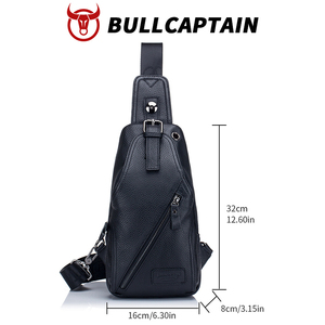 BULL CAPTAIN - Bolsa de Pecho y Bandolera de Cuero Vacuno Genuino, Estilo Vintage, con Cierre de Cremallera, para Hombre, Logotipo Personalizado OEM - Product Image 5