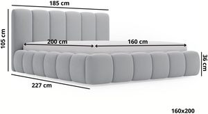 Lit moderne luxueux en velours avec coffre de rangement, <span class=keywords><strong>sommier</strong></span> à lattes, tête de lit capitonnée réglable à vérin à gaz et structure en bois - Product Image 2