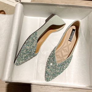 Women's Casual <strong>Flat</strong> <strong>Shoes</strong> with Pointed <strong>Green</strong> Slip-On Closure Durable for Spring Summer Autumn Winter - Product Image 3