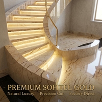 Vente en gros de marbre naturel Sofitel Gold pour revêtements de sol et marches d'escalier avec éclairage LED, haute durabilité, pierre d'intérieur de luxe