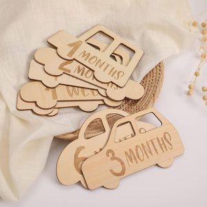 Nouveau-né bébé naissance 12 mois jalons carte en bois bébé cadeau blocs <span class=keywords><strong>annonce</strong></span> de naissance accessoires de photographie - Product Image 1