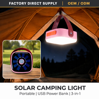 Lampe de camping portable à LED solaire - Rechargeable, fabrication directe OEM/ODM, étanche, ultra-lumineuse, batterie externe, pour le camping ou les situations d'urgence