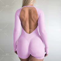 FH NUEVO Mono Deportivo de Gimnasio con Cintura en V y Espalda Descubierta para Mujer, Shorts Push-Up, Mono de Yoga, Ropa de Entrenamiento, Ropa Deportiva Sin Costuras