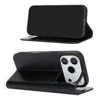 Étui portefeuille minimaliste en cuir véritable Crazy Horse avec porte-cartes, coque texturée vintage pour iPhone 17 15 14 13 Pro Max
