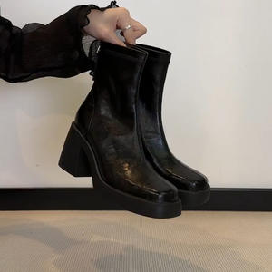 Women's <b>White</b> Versatile Chunky <b>Heel</b> High <b>Heels</b> 2026 French British Style Dress-Matching Height-Increasing Footwear - Product Image 1