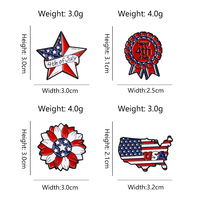 Broches en émail dur en gros pour le Jour de l'Indépendance américaine, badges commémoratifs en alliage avec drapeau américain et étoile à cinq branches de dessin animé