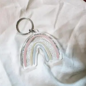 व्यक्तिगत प्रारंभिक गुंथे एकल पक्ष कस्टम एक्रिलिक Keychains कुंजी श्रृंखला