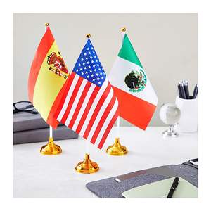 China Factory Wholesale Printed Polyester Office <b>Mini</b> Flag <b>Desk</b> Table Stand Flags for Tables - Product Image 5