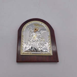 Icona Ortodossa in Tono Dorato di Gesù <span class=keywords><strong>Cristo</strong></span> e Vergine Maria, Placca Religiosa da Parete in Alluminio su Pannello MDF per Casa - Product Image 1