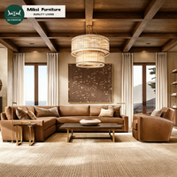 Canapé d'angle en cuir moderne et élégant en forme de L, ensemble de canapés modulaires pour salon, avec structure en bois artisanal et rembourrage en éponge, idéal pour hôtels, villas et appartements.