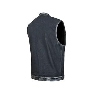 Hecho a mano-Cuero de vaca genuino sin mangas Mujer Motocicleta Transpirable Biker Chests-bolsillos Chalecos con cuello alto - Product Image 2