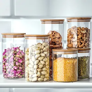 Bocaux en verre Borosilicate écologique avec couvercle, pièces, pot à aliments pour la cuisine