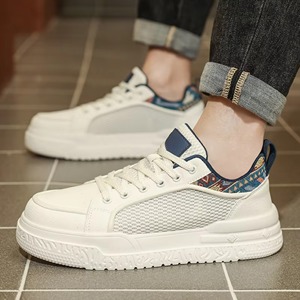 Chaussures de skate décontractées pour hommes avec logo personnalisable, respirantes, en maille, à semelle épaisse, baskets tendance pour l'été, à porter au quotidien - Product Image 4