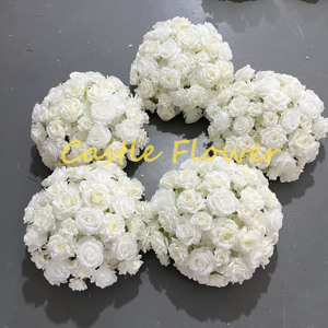 W-D015 bunga buatan, bola bunga mawar putih untuk dekorasi pesta meja pernikahan, bola bunga napas bayi - Product Image 5