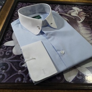 Camicia da Uomo Primaverile Nuova Slim Fit in Filato Tinto Stile Formale a Maniche Lunghe <span class=keywords><strong>con</strong></span> Colletto Eaton Autentico e <span class=keywords><strong>Gemelli</strong></span> alla Francese - Prezzo Speciale - Product Image 1