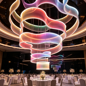 SMOOTH Modern Spiral Acrylic LED <b>Ceiling</b> Light Iridescent Ribbon <b>Wedding</b> Banquet Hall <b>Ceiling</b> <b>Decorations</b> - Product Image 1