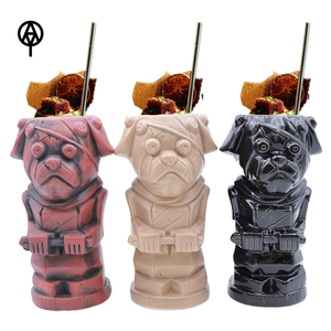 Wholesale Premium OEM Custom Ceramic <strong>Pug</strong> Tiki <strong>Mug</strong> 3D Vintage Stoneware Capacity for Business Gifts &amp; Tiki Bars Collectors - Product Image 1