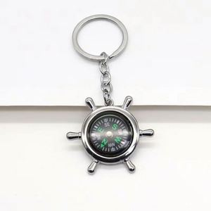 Creative Mini Outdoor Sports Pendant Gift Wholesale Simulation <b>Ship</b> Metal Steering <b>Wheel</b> Compass Keychain - Product Image 4