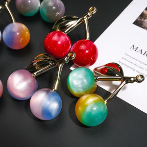 60*55mm Acrylique Perle Mélange Cerise Pendentif Lâche Perles Rouge Cerise Pendentif pour DIY Collier Fait Main - Product Image 2