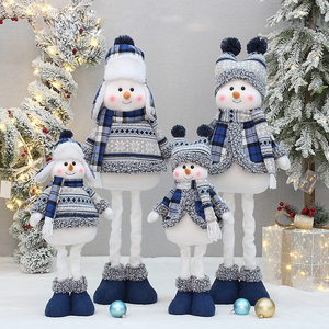 <b>Christmas</b> Snowman Telescopic Length Xmas Standing Plush Figurine Home Holiday Xmas <b>Gifts</b> Decorations - Product Image 2