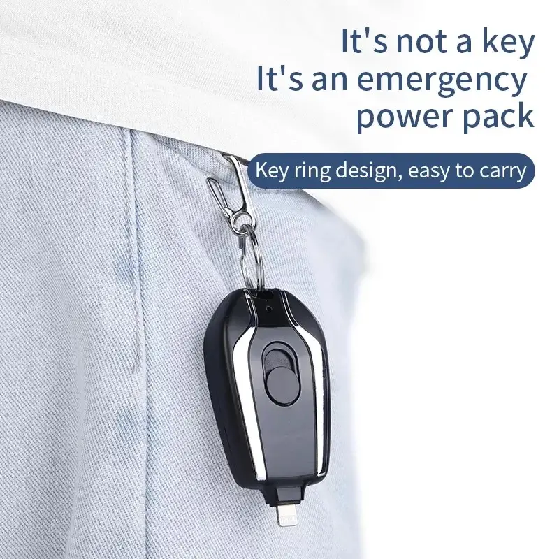 Keychain sạc di động Keyring Loại C khẩn cấp điện thoại di động nhỏ Bộ sạc di động mini điện thoại Keychain sạc ngân hàng điện