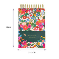 Carnet A5 GF Factory à spirale, couverture rigide, impression personnalisée, fleurs, ligné, détachable, reliure double spirale, 100 feuilles