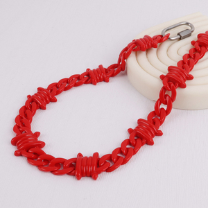 Collar de Moda con Eslabones Acrílicos Rojos, Remaches de Espinas, Collar de Alambre, Estilo Rock <span class=keywords><strong>Punk</strong></span>, Gargantilla con Púas para Hombre y Mujer - Product Image 3
