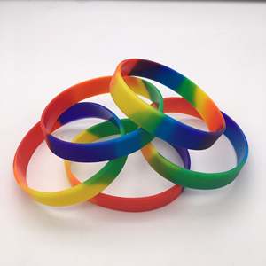 Black Slave June Silicone Gay 6 Segment Rainbow <b>Wrist</b> <b>Band</b> <b>Wrist</b> Strap Bulk Pack in Stock - Product Image 4