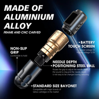Ambition MARS-U 1800mAh Moteur sans noyau 2.2-4.2mm Course réglable Professionnel sans fil Machine à tatouer Kit complet complet