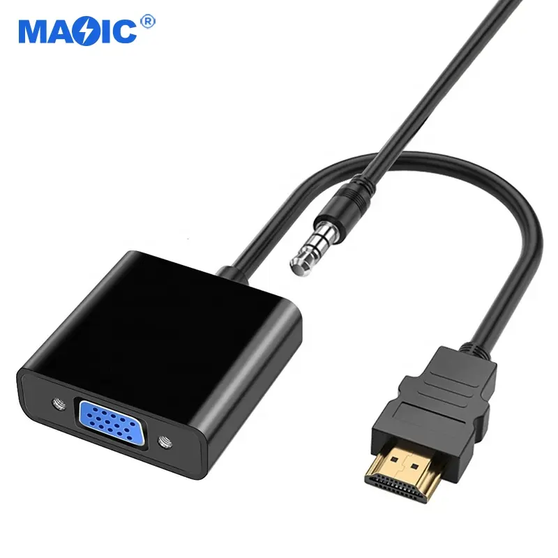 Cables Commonly Used Accessories 1080P HDMI to VGA adapter HDMI to VGA converter Cable with 3.5mm Audio