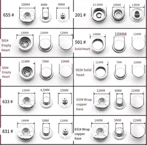 WYSE atacado botões de pressão com logotipo personalizado, botões de pressão de metal para roupas infantis em forma redonda, laca assada