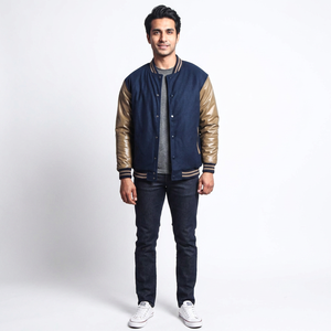 Custom Chenille Embroidery Stand Front Men's Varsity Jacket High Street Casual 100% Cotton Winter Eco-Friendly Breathable OEM - Product Image 1