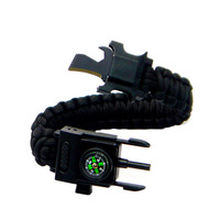 Bracelet de survie en paracorde avec lumière LED et couteau d'urgence - Bracelet en cuir tressé multifonctionnel, réglable pour le camping