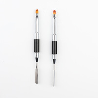 Spatule en acier à double usage pour gel poly acrylique et gelée, avec logo personnalisé, pour nail art, sculpture, mélange et peinture, stylo-pinceau de manucure
