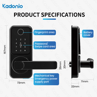 Cerradura Inteligente Kadonio Modular para Puerta, con Panel de Seguridad, Entrada Electrónica sin Llave, Tarjeta Wifi, Código Digital y Huella Dactilar