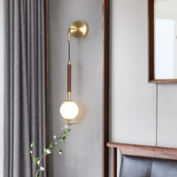 Lampe murale, lampe de chevet pour chambre à coucher, lampe de salon de luxe, en bois de noyer, style chinois moderne et simple, fond tout en cuivre