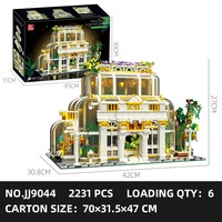 Blocs de construction de jardin botanique néoclassique avec vue sur la rue, 2231 pièces, briques MOC avec lumière LED, modèle à assembler soi-même, jouet de collection, cadeau