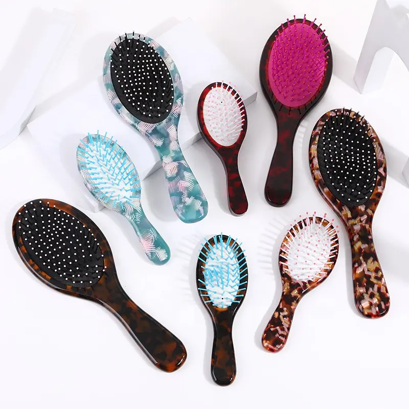 2024 New Fashion Unique Design Air Cushion Hair Brush Acetate Hair Combs Brush for Wet Dry Hair Crystal Jewelry Wedding Party